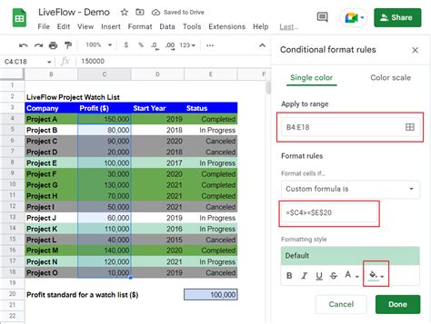 how do i format a cell based on another cell color