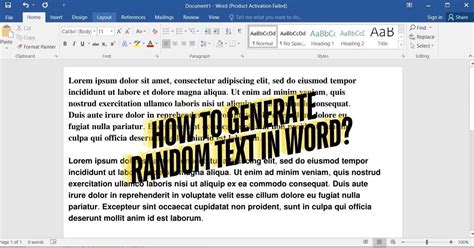 how do i generate random text in word