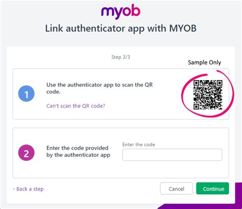 how do i get authentication code for myob