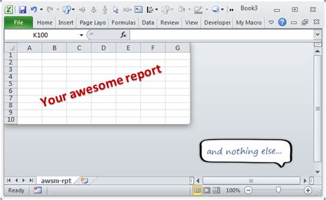 how do i get excel to only show one page