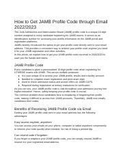 how do i get my jamb profile code through email