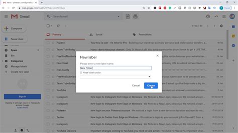 how do i make a new folder in gmail app