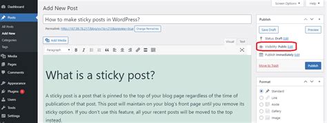 how do i make a post sticky in wordpress