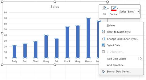 how do i make my bars wider in excel chart