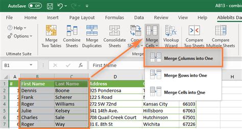 how do i merge 2 columns into one in excel