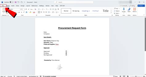 how do i name a document in word