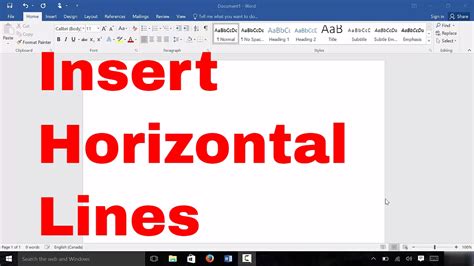 how do i put a horizontal line in word