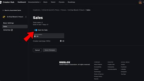 how do i put a roblox gamepass on sale