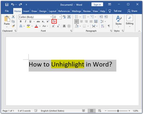 how do i remove a highlight from a word document