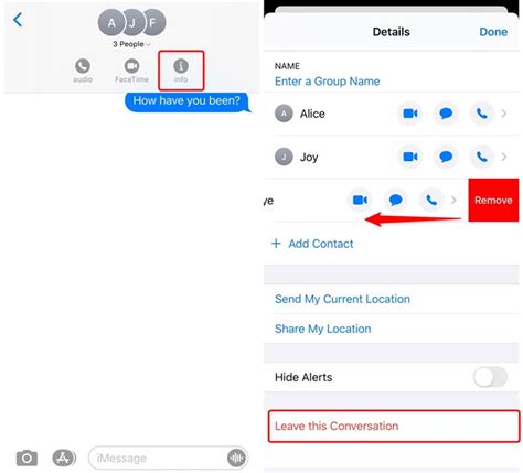 how do i remove myself from a group call on iphone