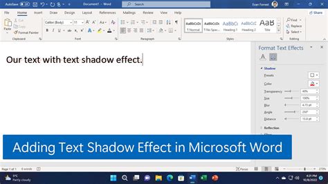 how do i remove shadow effect in word