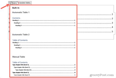how do i remove table of contents formatting