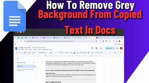 how do i remove the grey background from copied text in docs