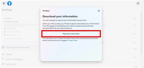 how do i request my data from facebook