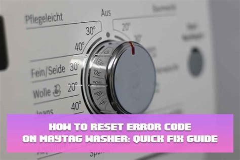 how do i reset the error code on my maytag front load washer
