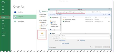 how do i save an excel document to sharepoint