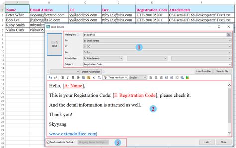 how do i send a mass bcc email from excel