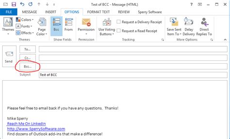 how do i send a mass bcc email in outlook