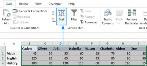 how do i sort alphabetically in excel with multiple columns and rows