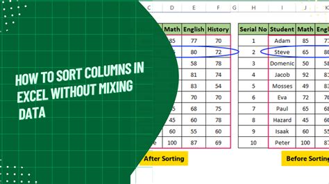 how do i sort multiple columns in excel without mixing data