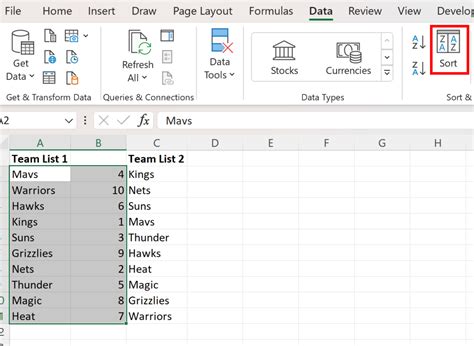 how do i sort two columns in excel at the same time