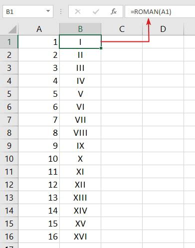 how do i type roman numerals in excel