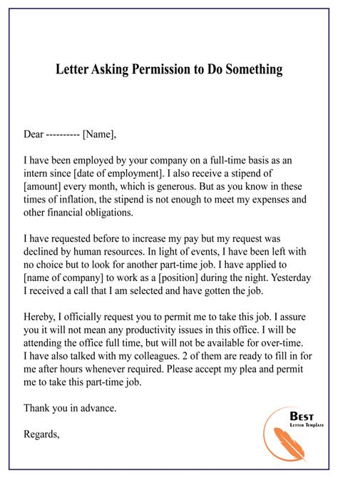how do i write a letter asking for permission from work
