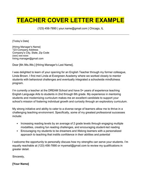 how do i write an application letter for teaching