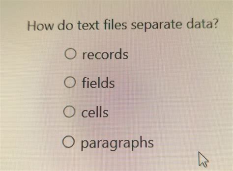 how do text files separate data quizlet
