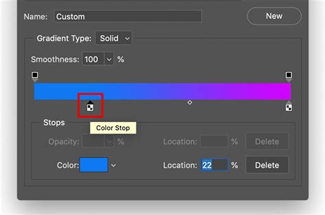 how do you add a color stop in the custom gradient editor