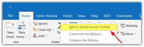 how do you add commands or groups from the ribbon to the quick access toolbar