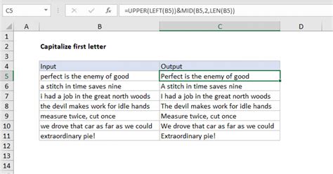 how do you automatically capitalize the first letter in excel