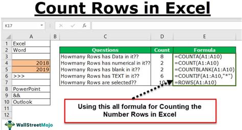 how do you automatically count the number of rows with data in excel