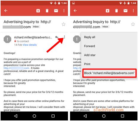 how do you block emails on gmail app