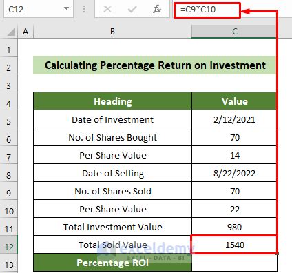 how do you calculate return on investment in excel