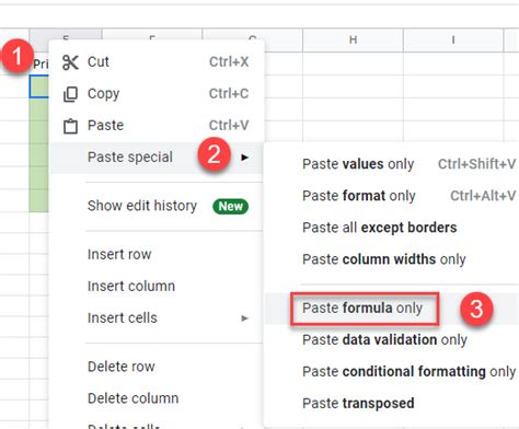 how do you copy and paste in google sheets without changing the format