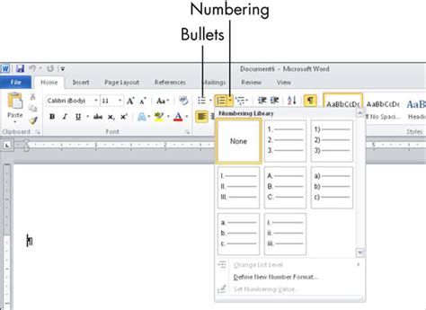 how do you create a bulleted or numbered list in ms word