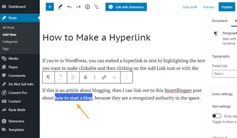 how do you create a hyperlink in a facebook post