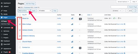 how do you delete a page in wordpress