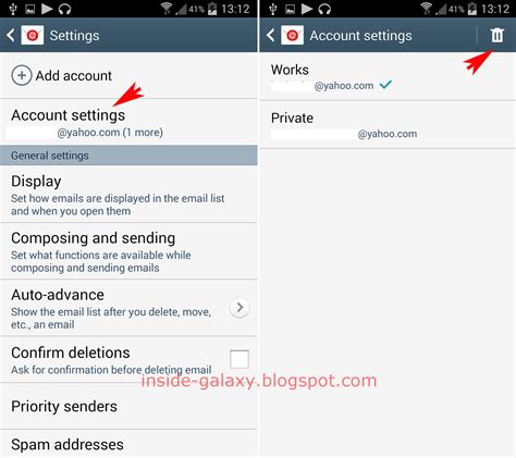how do you delete email account in android phone