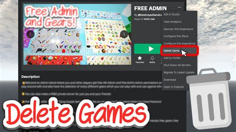how do you delete games on roblox studio