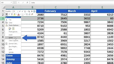 how do you delete rows in excel on a mac