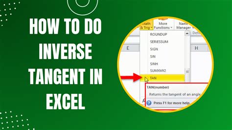 how do you do tan inverse in excel