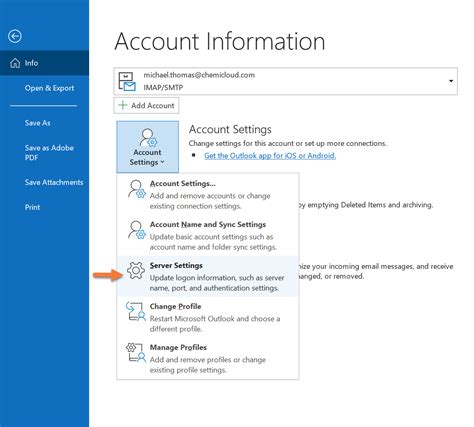 how do you get to settings in outlook