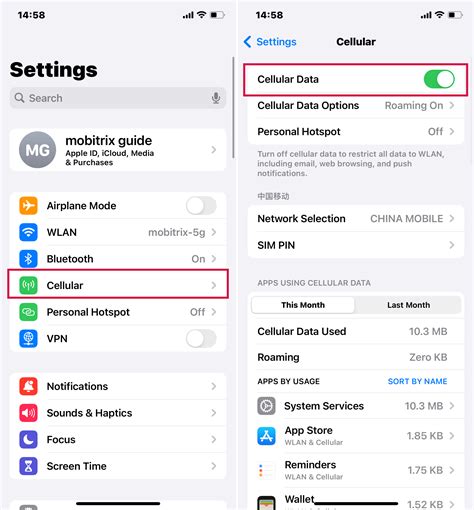 how do you get your cellular data to work