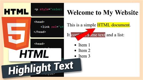 how do you highlight text in html code