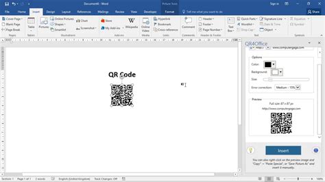 how do you insert a qr code in word