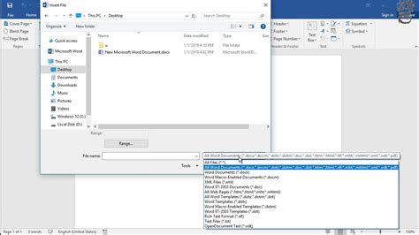 how do you insert text from a file in word