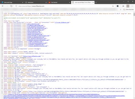 how do you look at the code of a web page