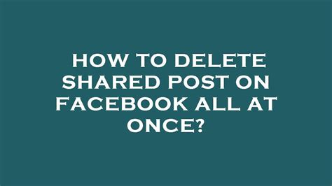 how do you remove a shared post on facebook